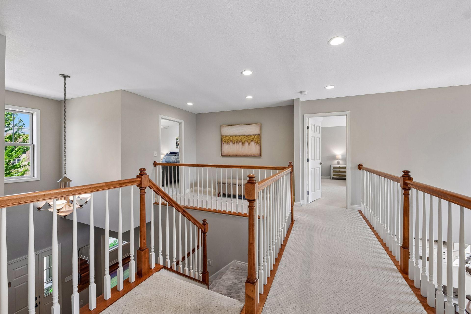 The walking bridge separates 2 of the bedrooms from the primary bedroom