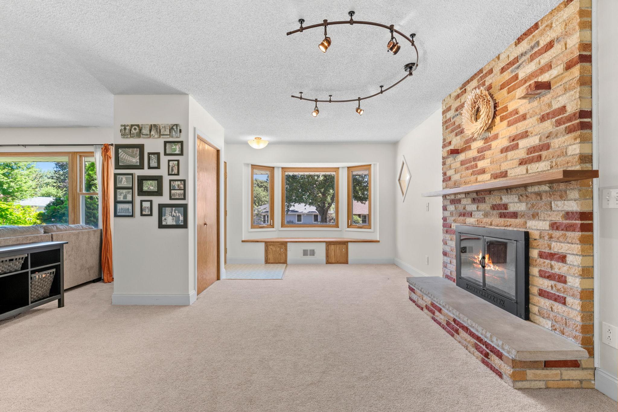 Functioning wood burning fireplace