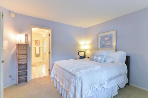 Another view of the main-level owner's bedroom with convenient direct access to the walk-through bath.