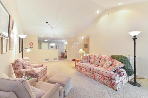 Open-concept main level offers a seamless connection between the living room, kitchen, and dining spaces.