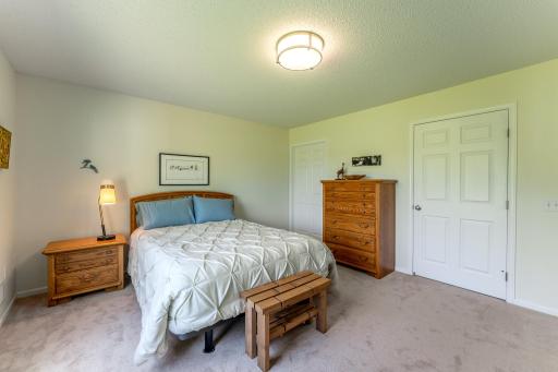 Primary bedroom has room for a king bed, a walk in closet and private bath.