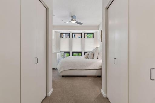 Double closets are on each side as you come from the bathroom suite.