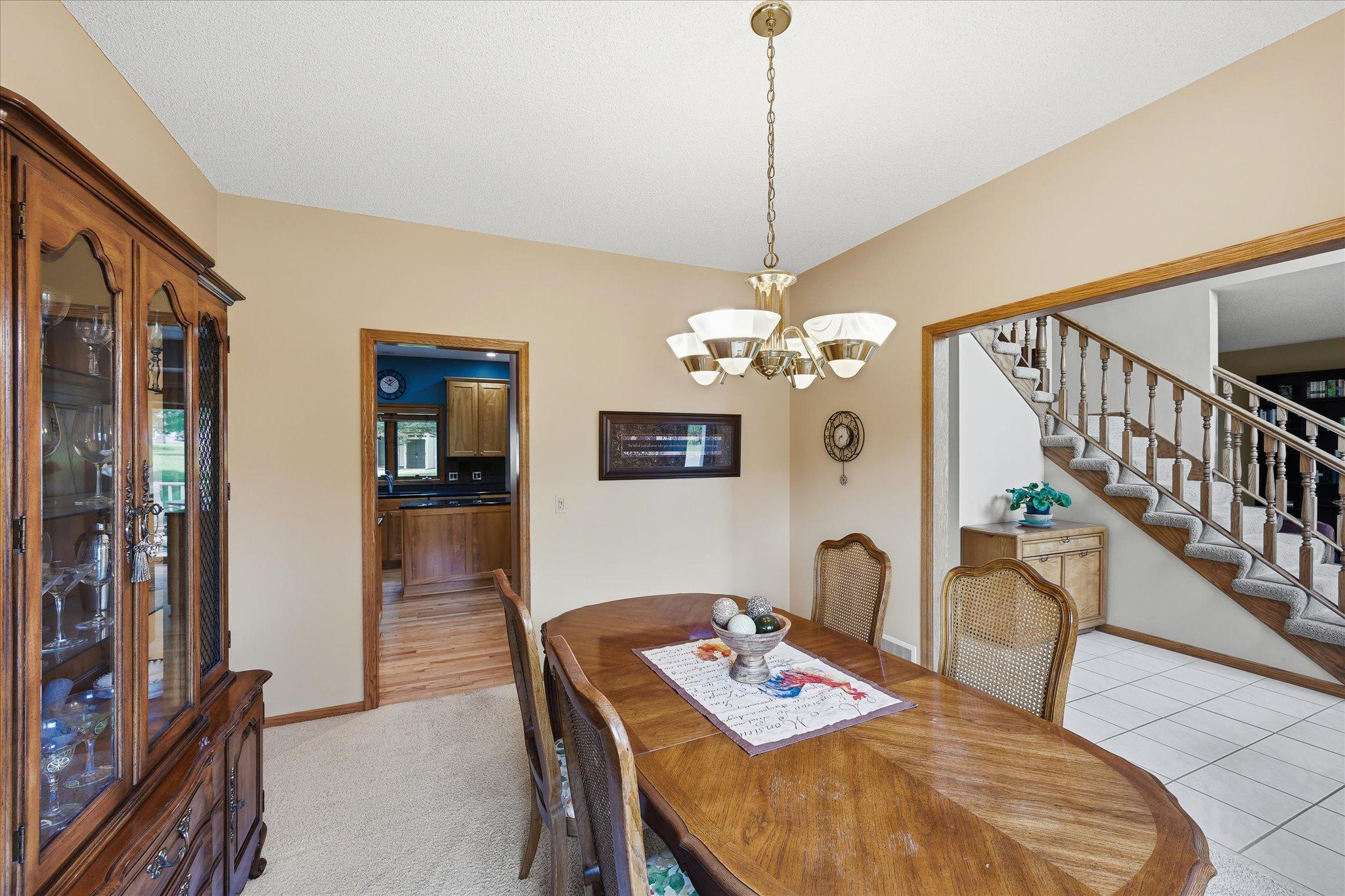 A dedicated formal dining area provides additional space for hosting meals and gatherings.