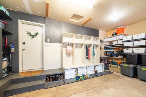 Keep the mess out of the house with these built in cubbies