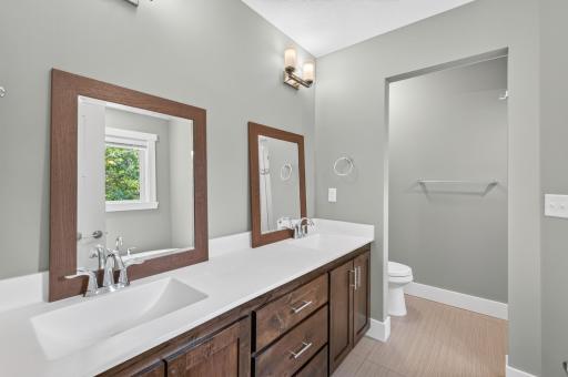 Double sinks in owner's suite, mirror will be hung