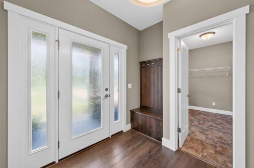 Front entry, bench with storage under seat