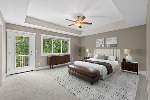 Virtual Staged Owners Suite, walk out and have coffee on you deck