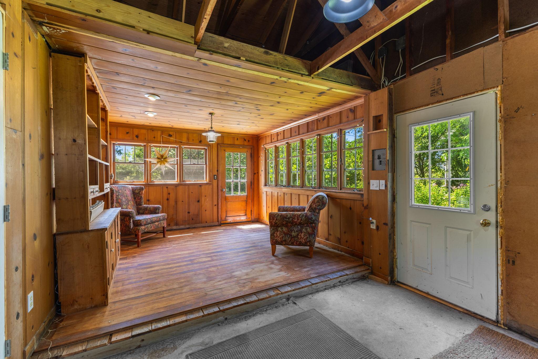 Insulated and finished area that could be an art studio or playhouse