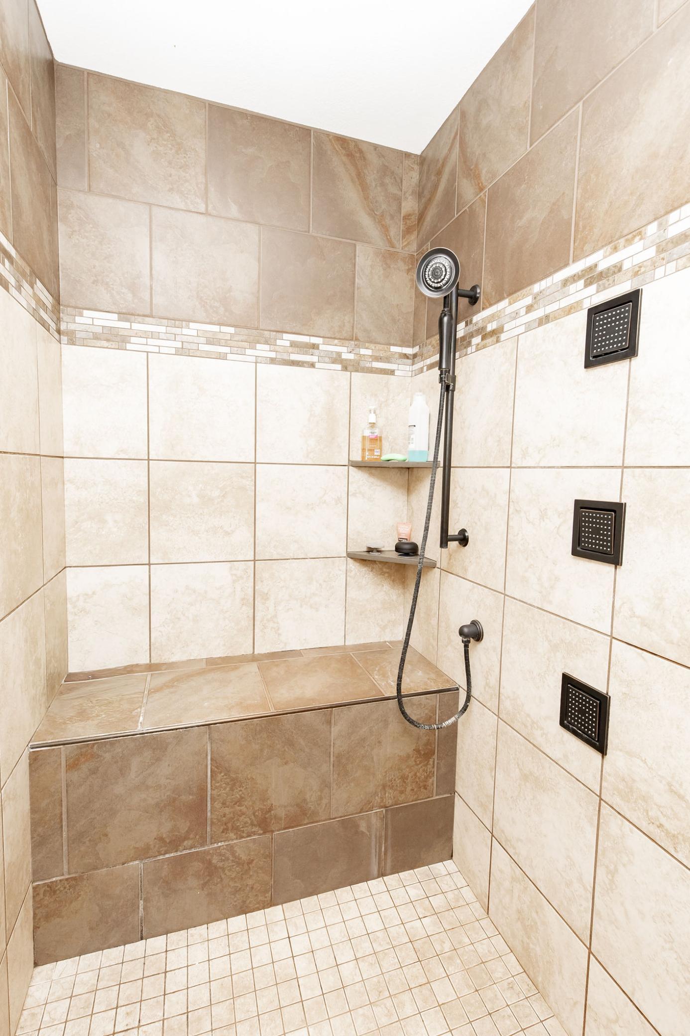 Luxurious tiled shower