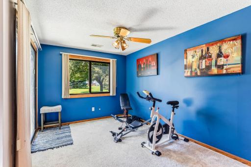 Lower-level recreation room with a large daylight window and flexible space for a home gym, game room, hobby area, or additional gathering space.