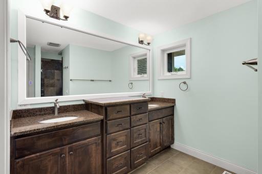 Primary Bathroom with dual sinks.