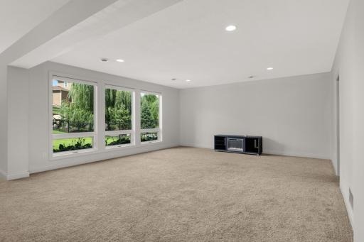 Lower level family room with large windows! Lots of natural sunlight!