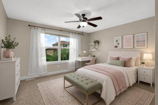 Another one of the bedrooms that share the Jack and Jill (virtually staged photo)