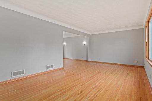 A large living room greets you when you enter the home.