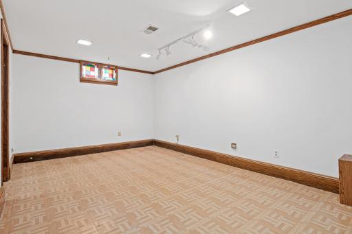 There is a large family room anchoring the lower level.
