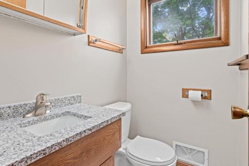 There is a half bath on the main floor.