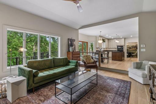 Living Room Looking into Informal Dining & Kitchen