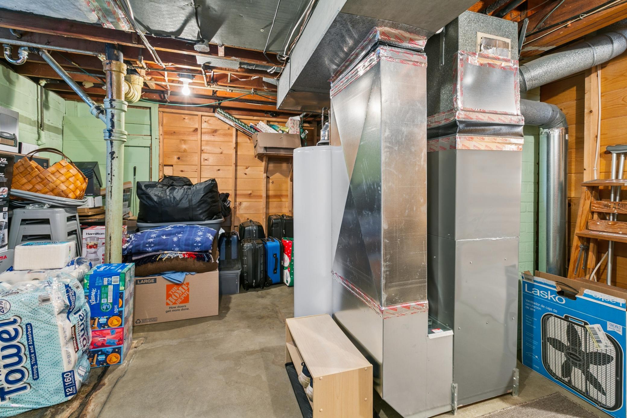Excellent storage space in the utility room. Future use could include adding a second bathroom. Furnace/AC 2017.
Extra 14 x 5 closet and a wardrobe for more storage.