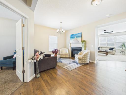 Front Family/Reception area with double sided fireplace