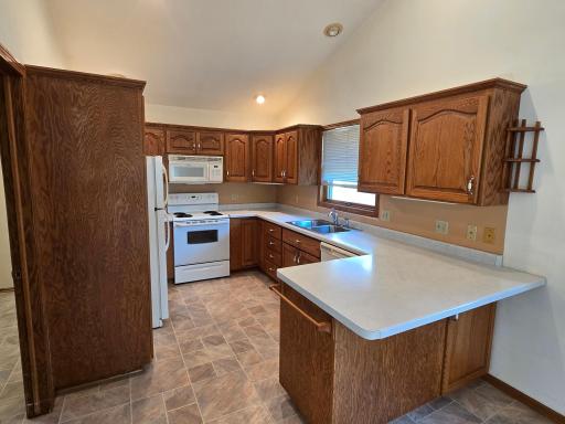 Great kitchen with spot for a couple of high back chairs