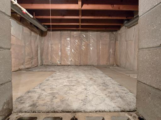 Nicely finished crawl space/storage under 4 season porch.