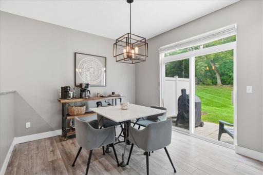 From the dining area you can easily access the patio.