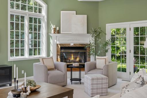 Gas fireplace with walkout to patio area