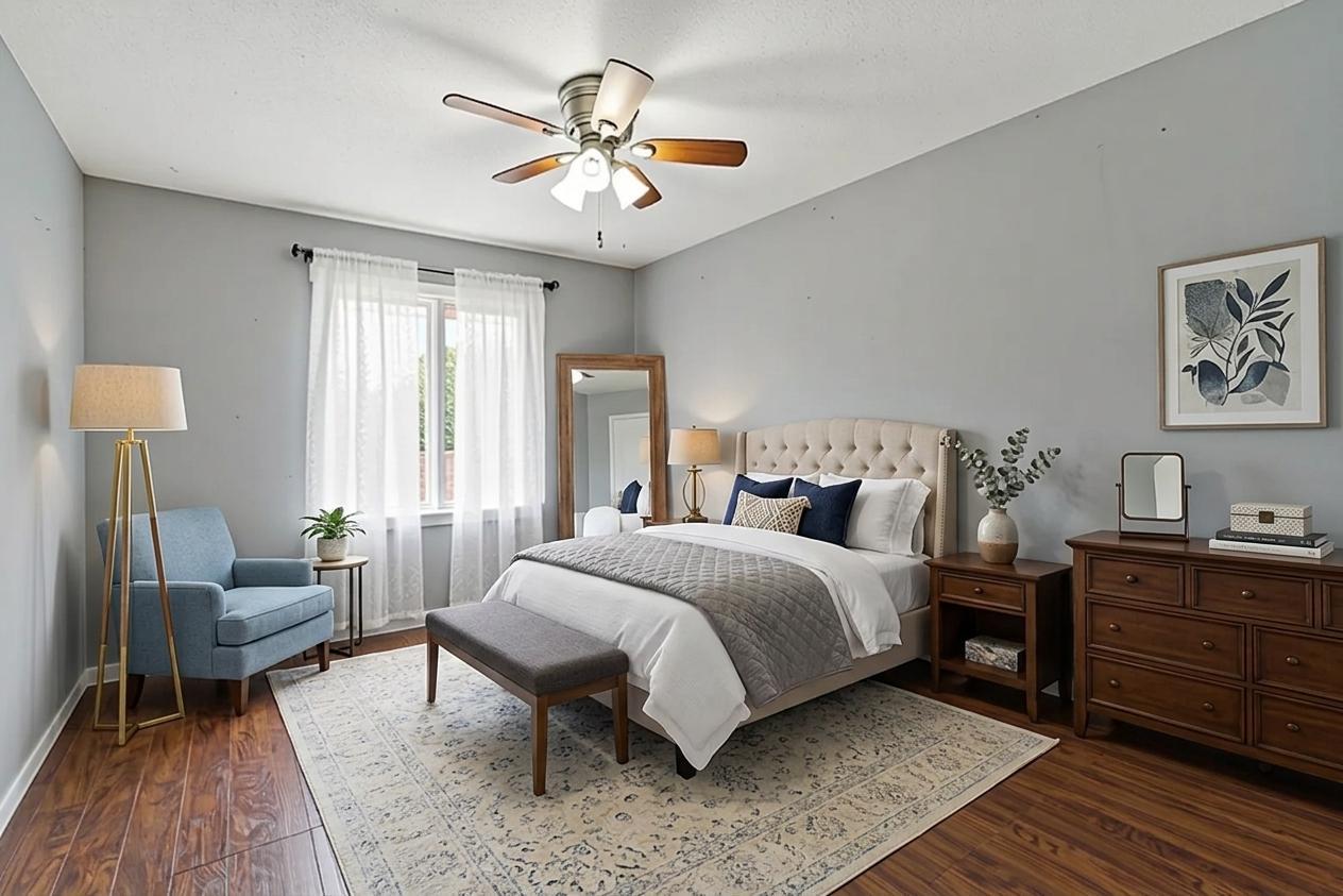 Virtually staged bedroom 1