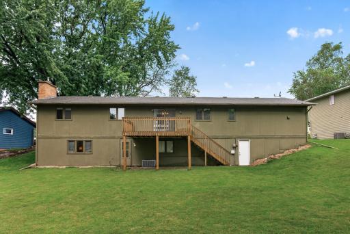 Double walk out doors - one brings you to the family room and the other to a large storage space.