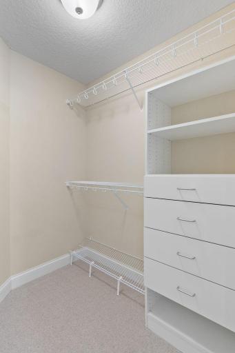 Walk-in closet with organizational components