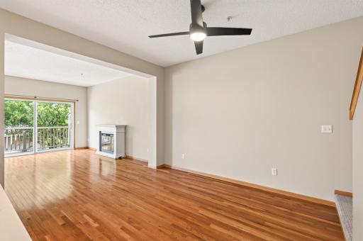 Flexible dining space overlooking the living room and deck.