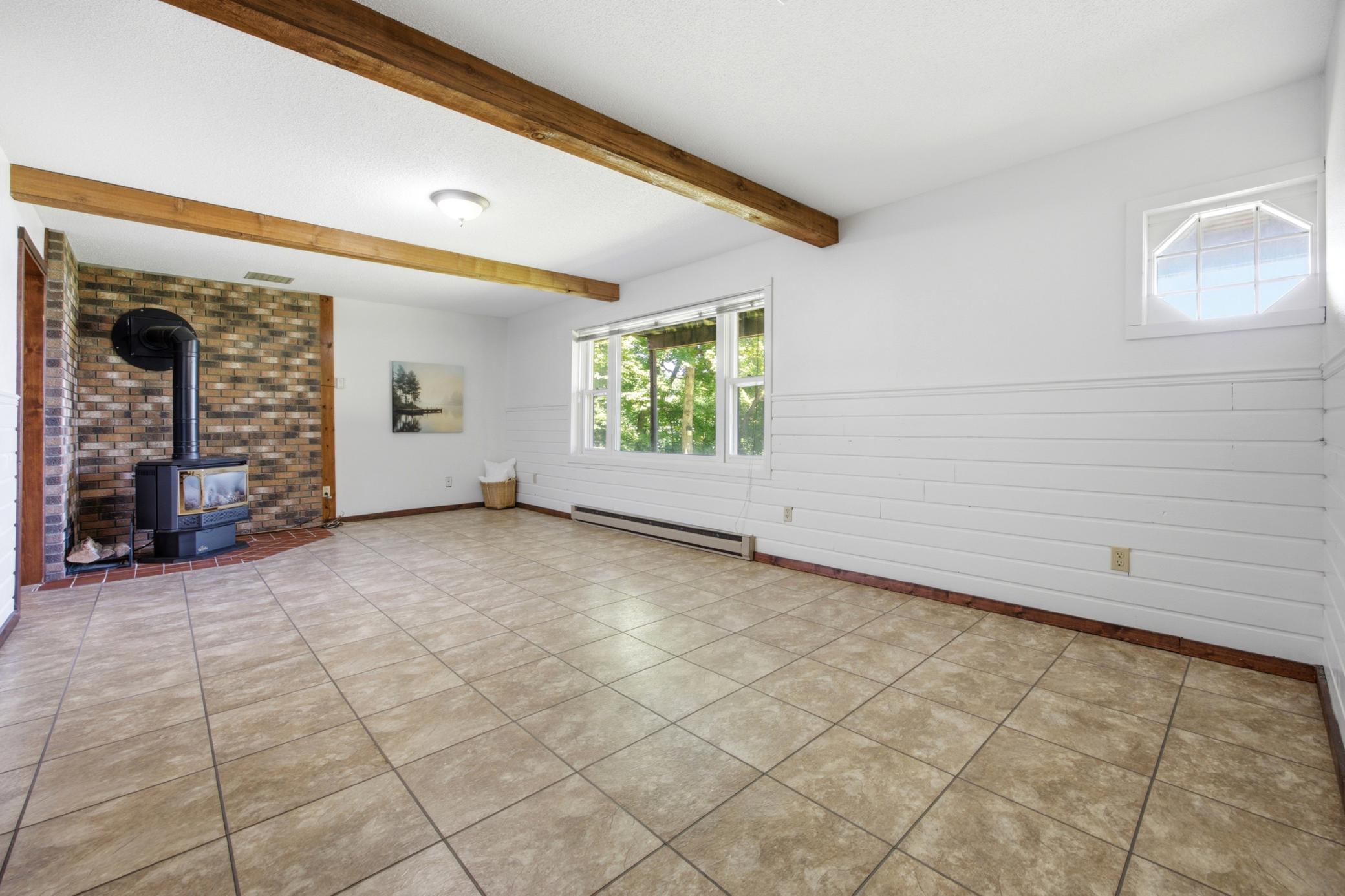 Huge basement family room with walk out patio