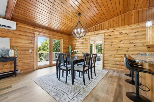 True log cabin character with stunning planked vaulted ceilings