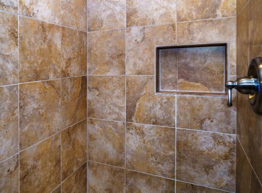 Lower Bathroom tiled shower