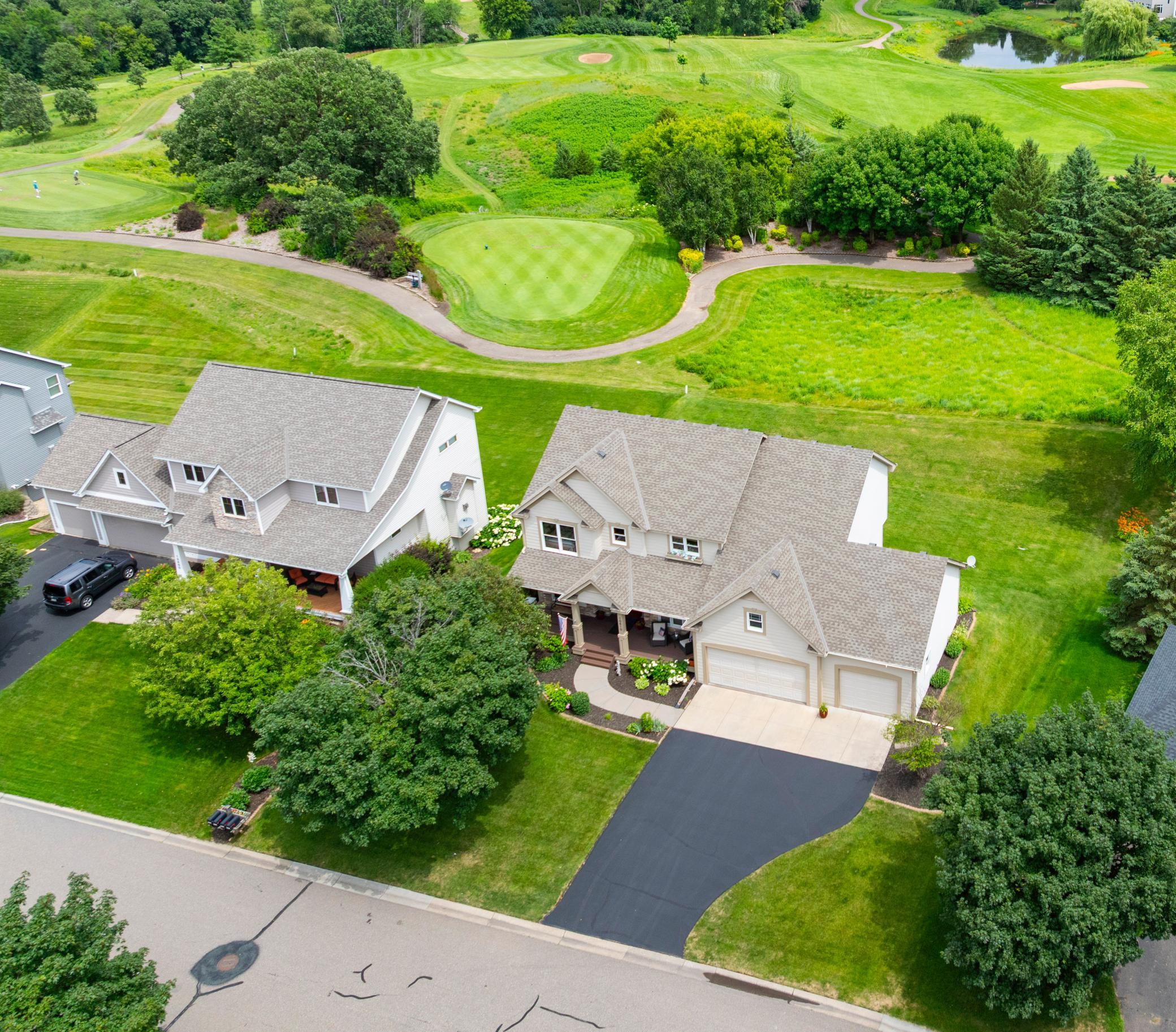 Aerial view of 16th tee box and fairway hitting away from home