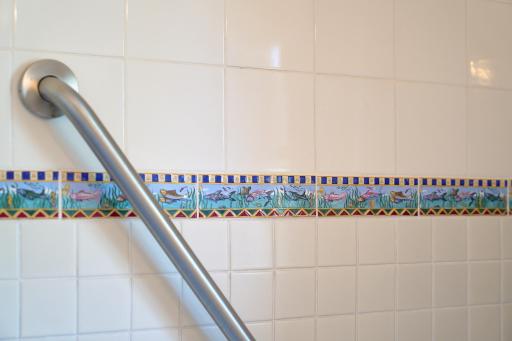 Beautiful tile tub surround in the main bath