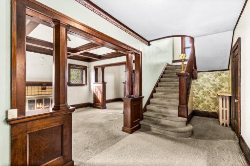 Generous Foyer with Newel Post Lamp