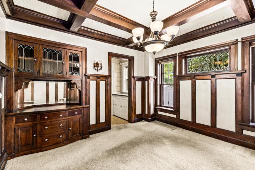 Built-In Buffet, Leaded Glass to Butler's Pantry