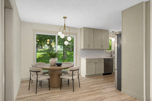 Dining area on main floor. Some virtual staging.