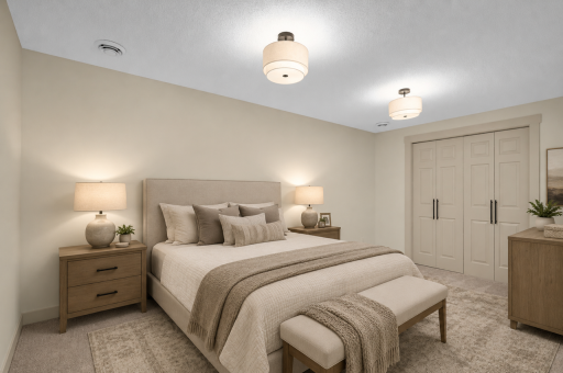 4th Bedroom lower level (second angle). This is a large L shape room.