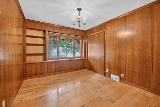 Bedroom, beautiful pegged floors and built-ins