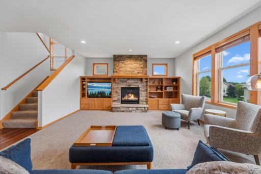 Built in Cabinets, Cozy Gas Fireplace