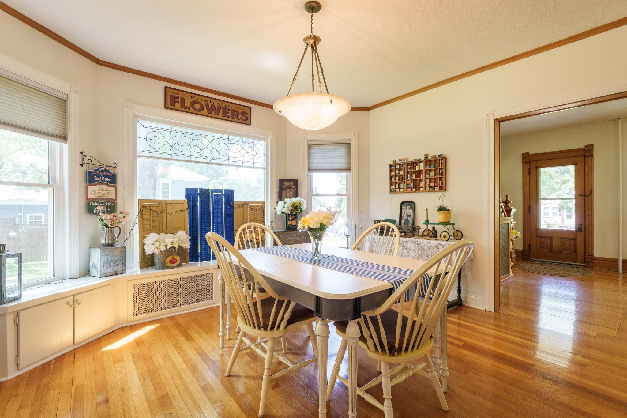 The spacious and light-filled dining room is the perfect setting for hosting holiday get-togethers with friends and family!