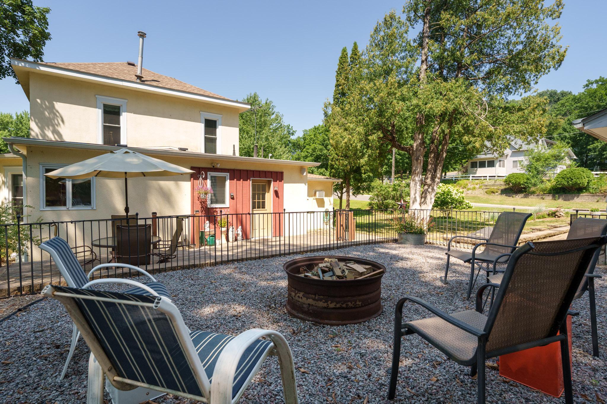 The upper level, crushed-rock patio is perfect setting for late evening socializing around the firepit!