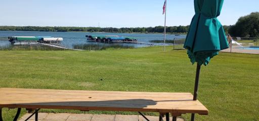 Sit at the picnic table and view the lake to the south.