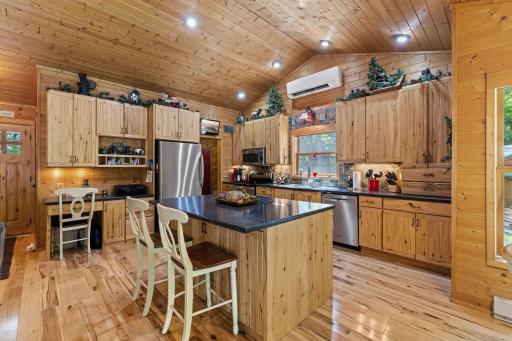 Mini-split heater and AC in the kitchen for cool summer days