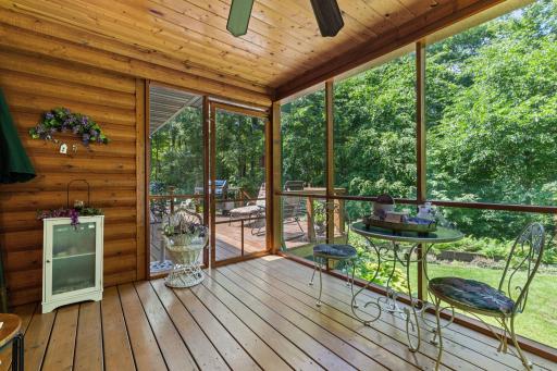 Screen porch with access to the back deck