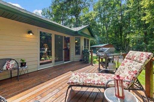 Back deck with patio door access to the living room