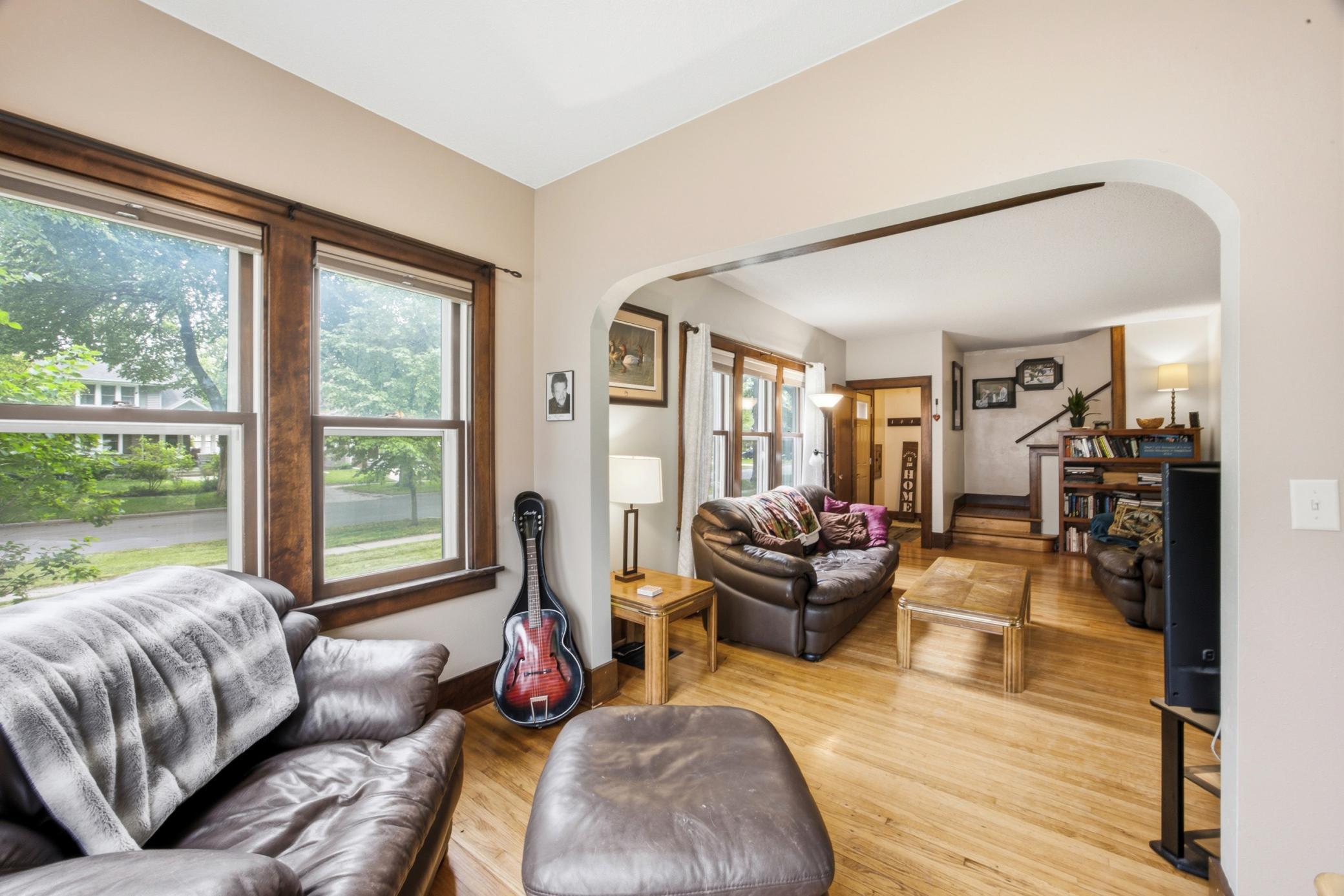 view from sunroom to Living Room
