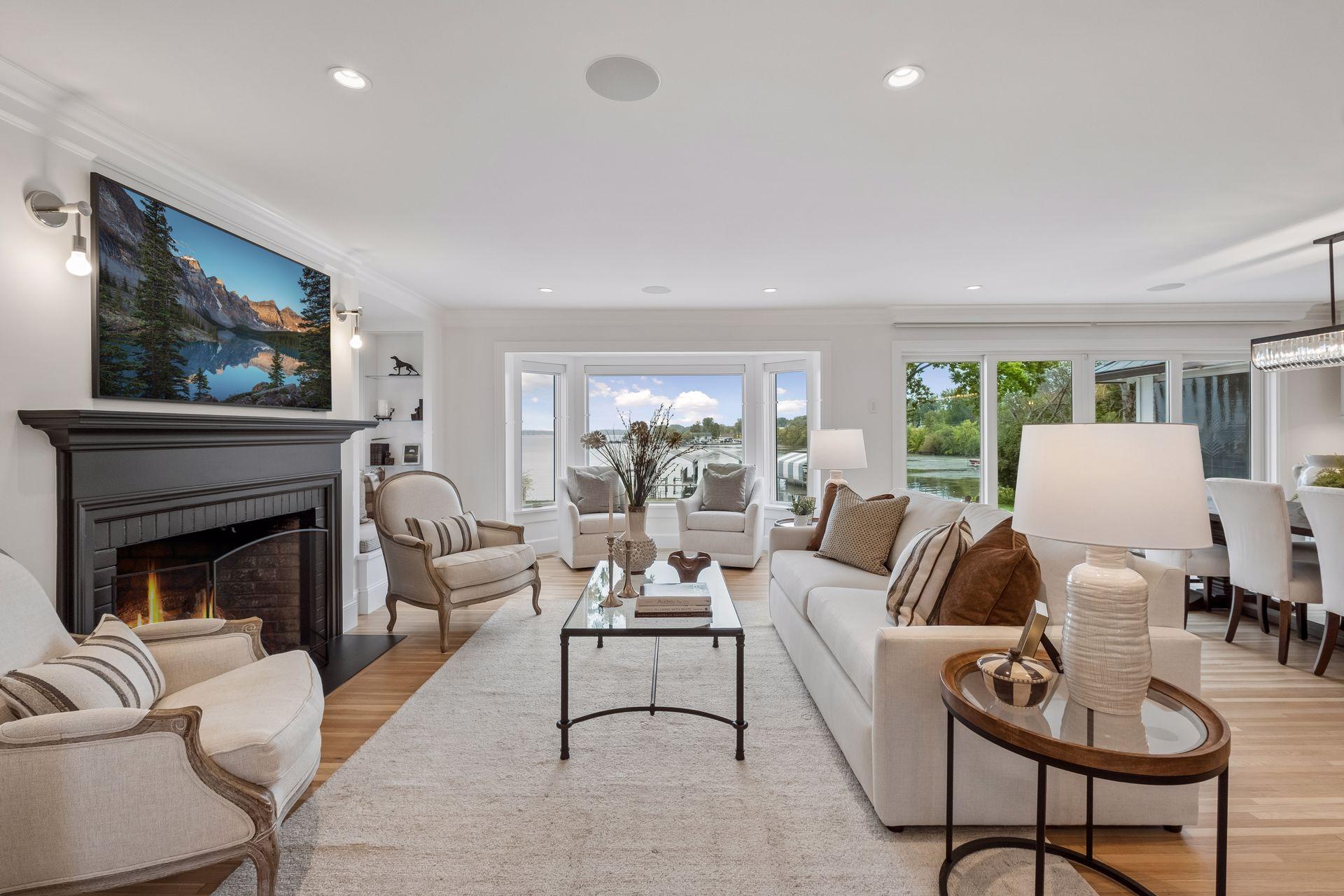 Cozy living room with views of Lake Minnetonka